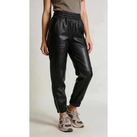 Avec Les Filles Faux Leather Jogger Pants Sz S Black - Picture 1 of 6